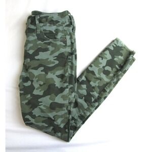 Old Navy Jeans Rockstar Mid Rise Skinny Green Camo Fringed Women's Size 2